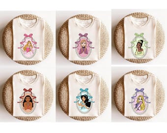 Disney Princess Portrait T-Shirt, Ariel Anna Tiana Cinderella Rapunzel Sweatshirt, Oversized Princess Tee, Gift for Women