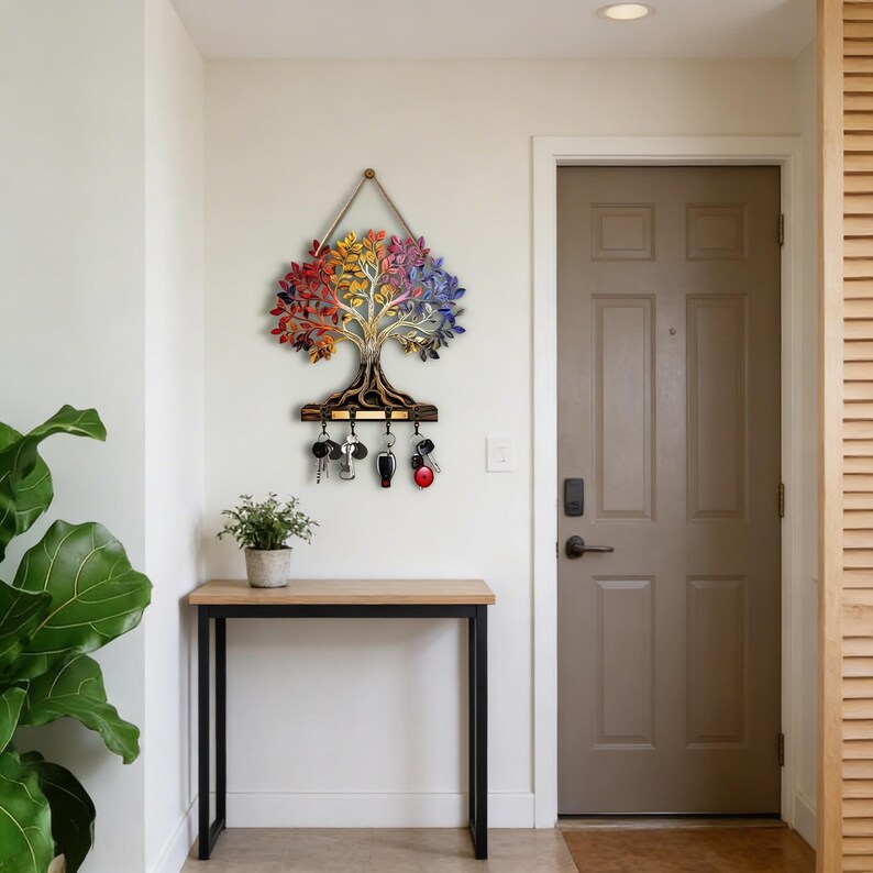 Tree of Life Key Holder, Wooden Wall Hook Rack for Entryway Decor - Etsy
