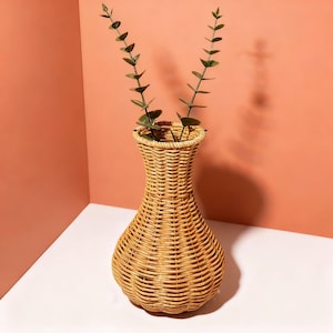 Vase En Rotin Style Rétro Scandinave - Décoration Naturelle Pour Plantes, Ornement Salon Ou Terrasse
