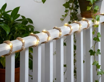 Luces solares de cuerda, iluminación de jardín, iluminación de cuerda de yute
