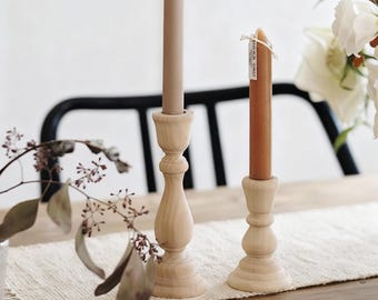 Portacandele rustici in legno/Legno naturale non trattato/Portacandele conico/Accessori per lo styling dell'arredamento della casa