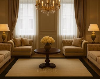 Beige Border Rug | Elegant Minimalist Living Room Carpet