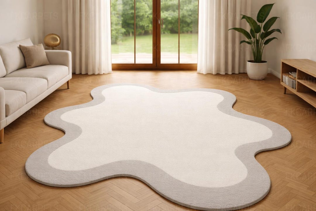 Neutral Abstract Rug Cream Cream Abstract Rug | Soft Plush Irregular Area Carpet - Etsy