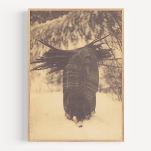 A Heavy Load - Sioux, Edward Curtis Photography, Native America Wall Art, Native America Photography, Vintage Native America Photo.