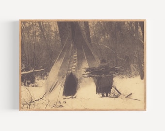 Winter - Apsaroke, Edward Curtis Fotografie, Ureinwohner Amerika Wandkunst, Ureinwohner Amerika Fotografie, Vintage Ureinwohner Amerika Foto.