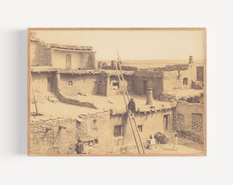 A Corner of Zuni, Edward Curtis Photography, Native America Wall Art, Native America Photography, Vintage Native America Photo.