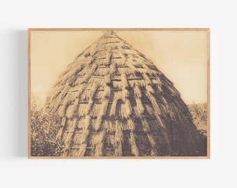 Wichita Grass-House, Edward Curtis Photography, Native America Wall Art, Native America Photography, Vintage Native America Photo.