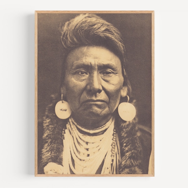 Chief Joseph - New Perce, Edward Curtis Photography, Native America Wall Art, Native America Photography, Vintage Native America Photo.