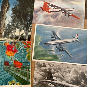 Vintage Postkarten Lot von 35, Szenen, Flugzeuge, Kunst, Menschen, Meist unbenutzt, etwas Leinen