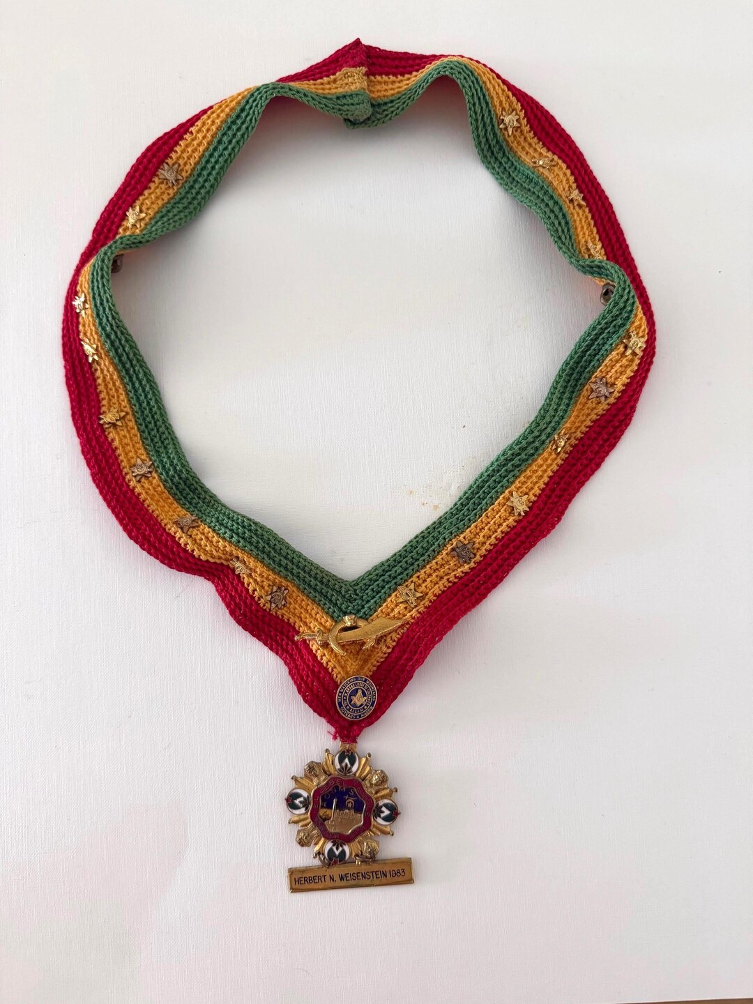 Regalia Pin VTG Masonic Lapel Pins / Medallion Regalia on Woven Sash El Jebel 1978 ...