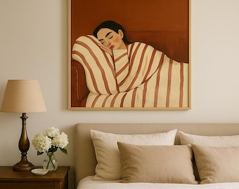 Emerald Green Abstract Woman Art Print | Mid-Century Bedroom Decor (Digital Download)