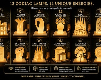 Zodiac-lampen, match Your Energy, Lift Your Aurora, 3D-geprinte sfeeraccentlamp
