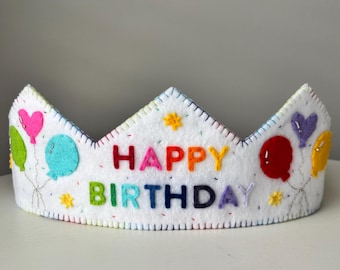 Handmade Felt Happy Birthday Crown | Kids Party Hat | Reusable Keepsake