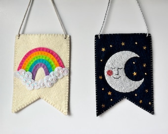 Handmade Felt Pennant Flag | Whimsical Wall Decor| Nursery or Home Hanging Banner