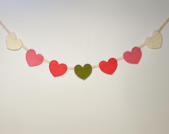 Felt Heart Garland | Neutral Valentine Decor | Handmade Sweetheart Banner