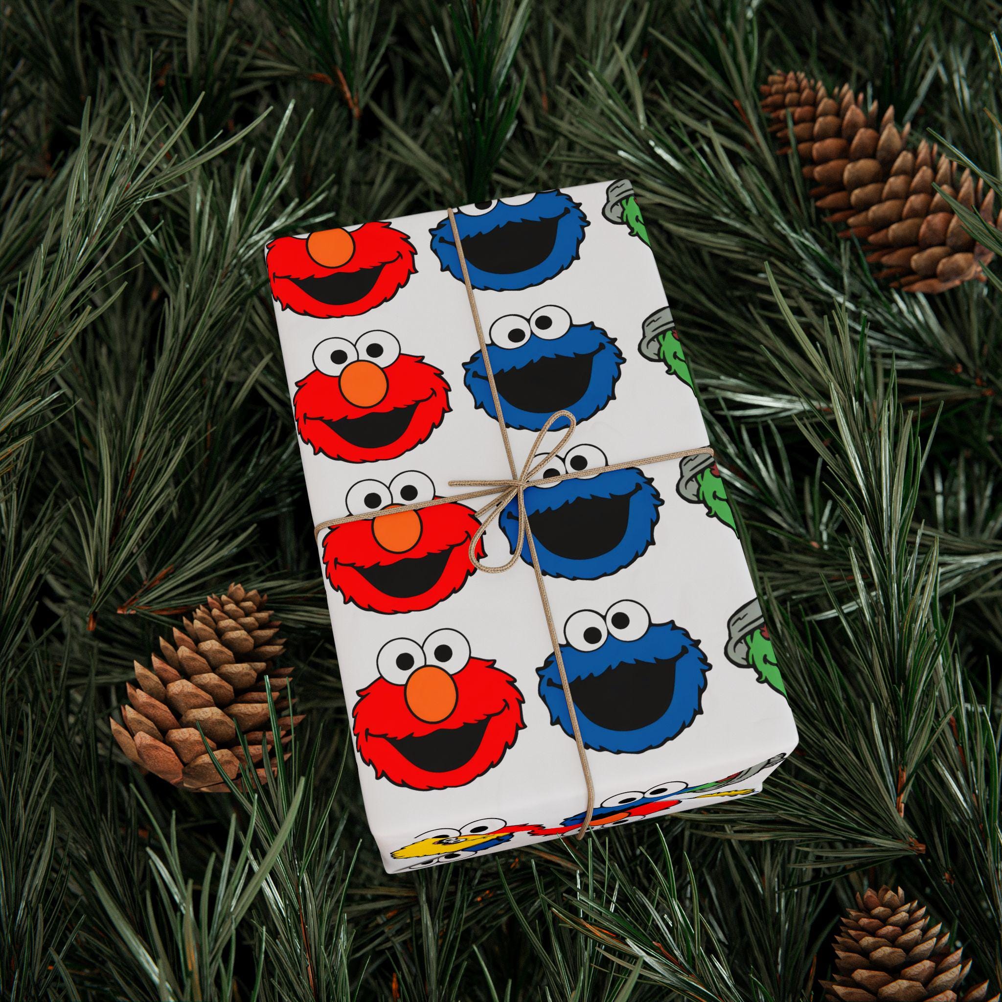Elmo Wrapping Paper Sesame Street Wrapping Paper | Elmo Cookie Monster Oscar Pattern - Etsy