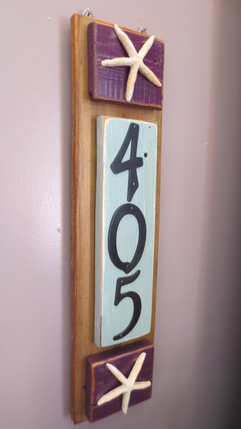 Nautical House Numbers Reclaimed Wood Beach Ocean Decor Etsy