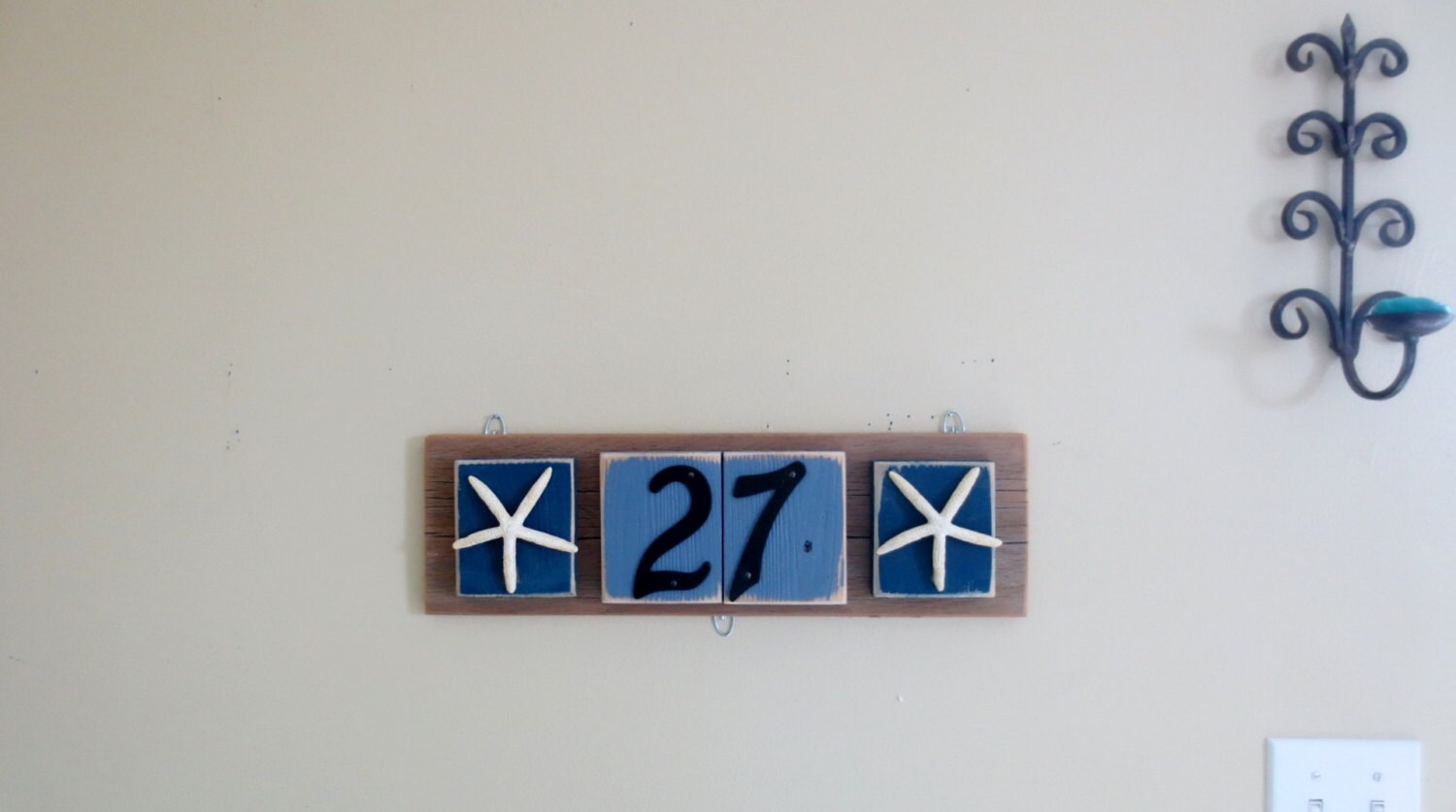 House Numbers Nautical Address Sign Starfish Decor Beach Etsy