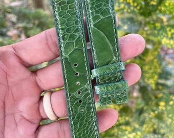 Grün Straußenleder Uhrenarmband Handmade Armband Größe 12 mm bis 26 mm