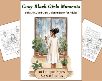 Cozy Black Women Coloring Book | Soft Life, Self-Care | 30 pages (Printable PDF)