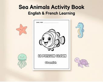 English & French Sea Animals Workbook | Bilingual Kids Activity (Printable PDF)