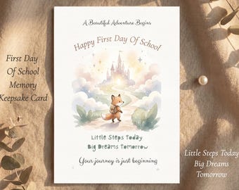 First Day Of School Memory Card, Watercolor Fox Keepsake (Digital Download)