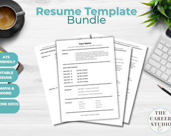 Lot de modèles de CV minimalistes | CV modifiable, lettre de motivation (téléchargement numérique)