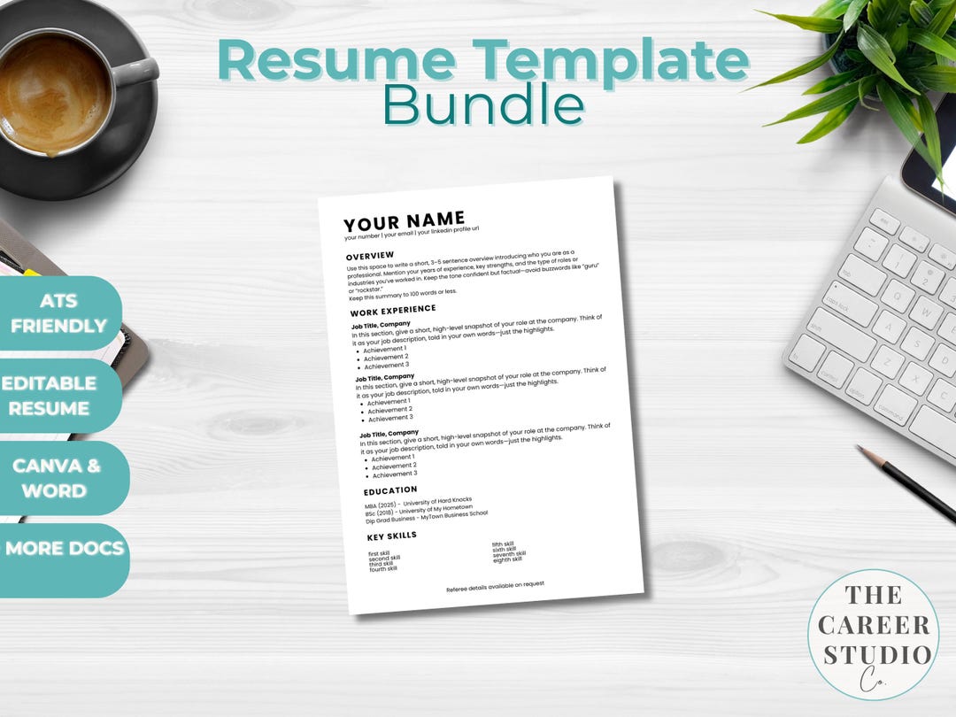 Minimalist Resume Template | ATS Friendly CV With Cover Letter (instant ...