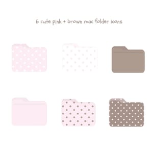 6 Pink, Brown Macbook Folder Icons | Polka Dot Aesthetic | IOS Mac Customisation