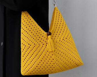 Patrón de bolso de crochet, patrón de bolso de crochet, foto videotutorial (patrón PDF) Bolso de hombro de crochet cuadrado de abuela bohemio Descarga digital