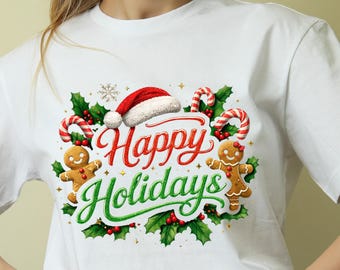 PNG de Felices Fiestas, Diseño de Sublimación Navideña, Imágenes Prediseñadas de Adornos Festivos, PNG de Felicitaciones Navideñas, Descarga Digital de Temporada de Invierno