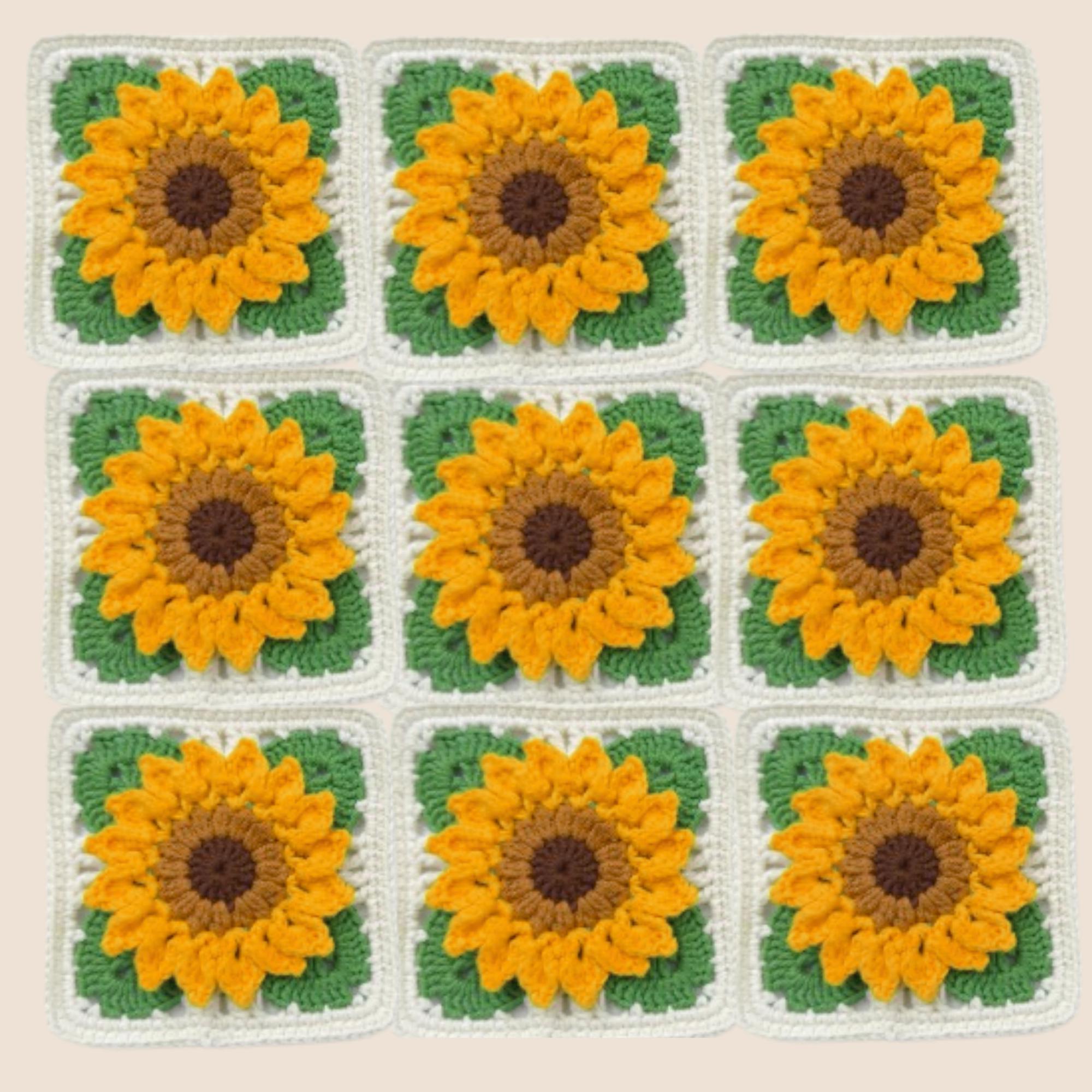 Easy Crochet Sunflower Granny Square Pattern (PDF) - Etsy