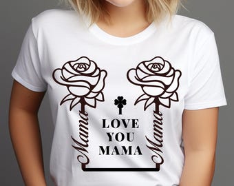 Camiseta "Te amo, mamá", regalo para el Día de la Madre, camiseta con corazón floral para mamá, linda camiseta para mamá, regalo para mamá, camiseta minimalista para mujer