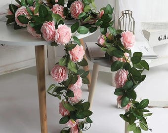 Guirnalda de flores artificiales de peonía de seda, ideal para decoración de paredes de jardín, bodas y fiestas. Regalo perfecto para el Día de la Madre.