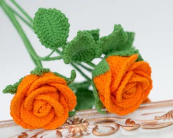 Patrón PDF de rosa de crochet - Patrón de rosa de crochet para ramo - Patrón de flor de crochet - Descarga digital