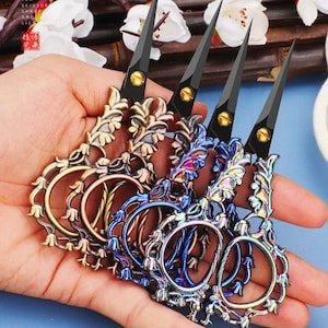 ヴィンテージゴールド刺繍はさみ – 紙、糸、縫製ツール用のアンティーク裁縫ばさみ