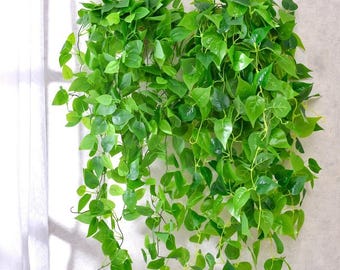 Guirnalda artificial de hiedra y hojas verdes para decoración de hogar, jardín y bodas (105 cm)