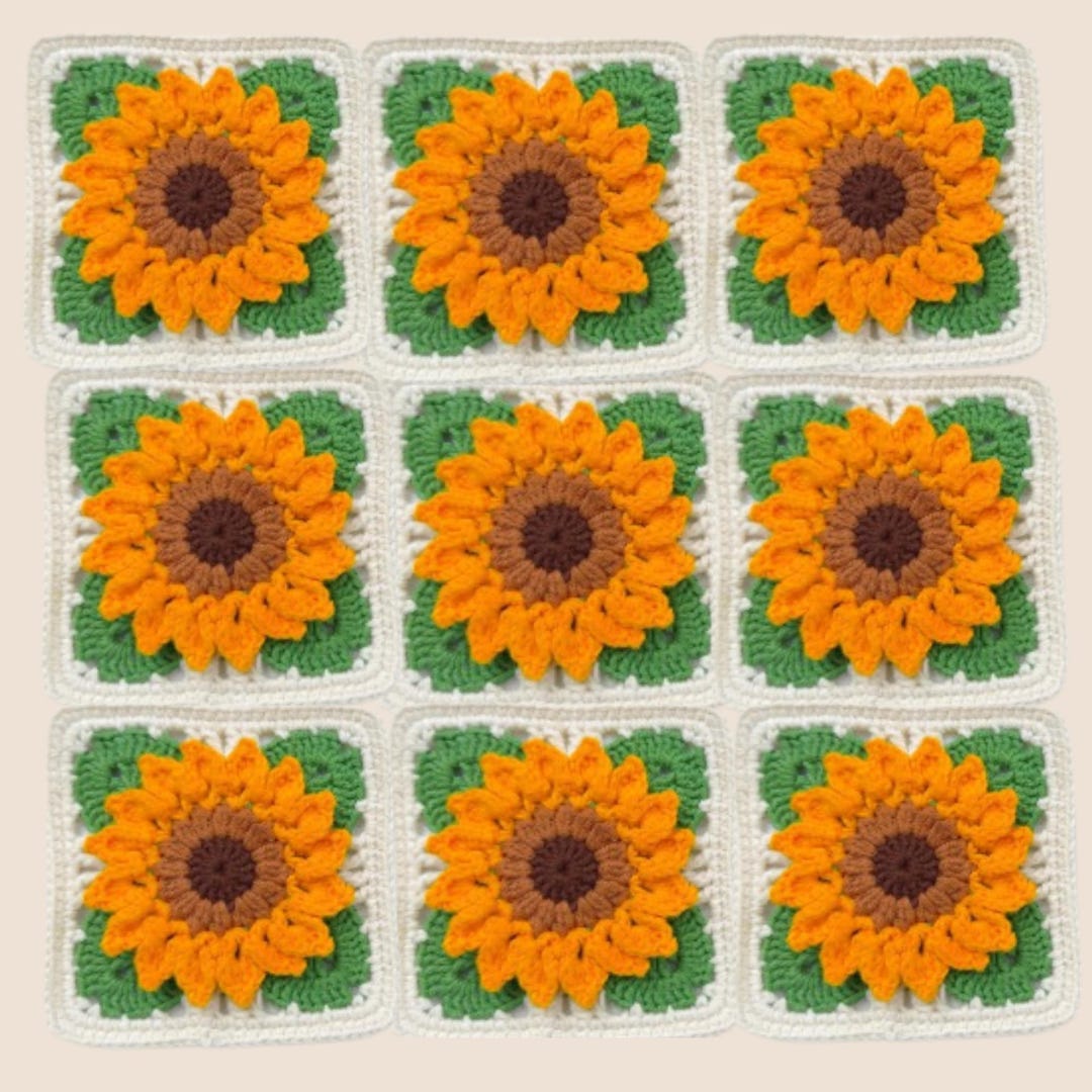 Easy Crochet Sunflower Granny Square Pattern (PDF) - Etsy