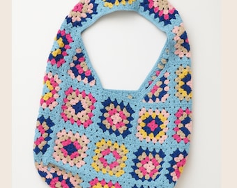 Patrón de bolso de crochet, video tutorial de bolso de crochet en PDF, video tutorial de bolso de mujer, patrón de bolso cuadrado de abuela, patrón de bolso para principiantes, descarga digital