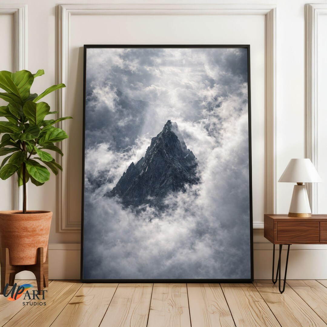 Mountain Peak Wall Art Print – Misty Mountain Landscape Poster