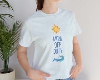 Mamma ledig t-shirt | Sommarsol och våg-t-shirt
