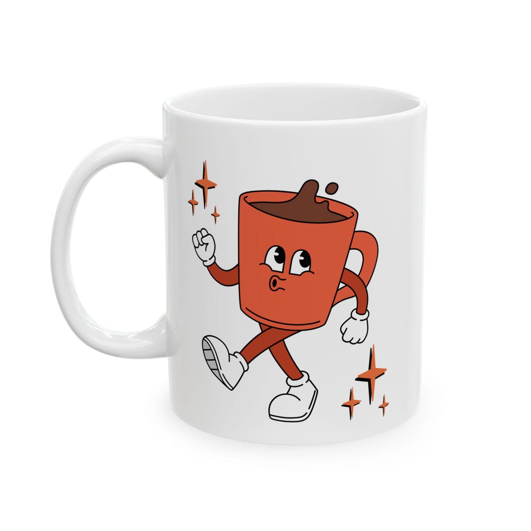 Retro Coffee Mug | Happy Character Illustration - Etsy