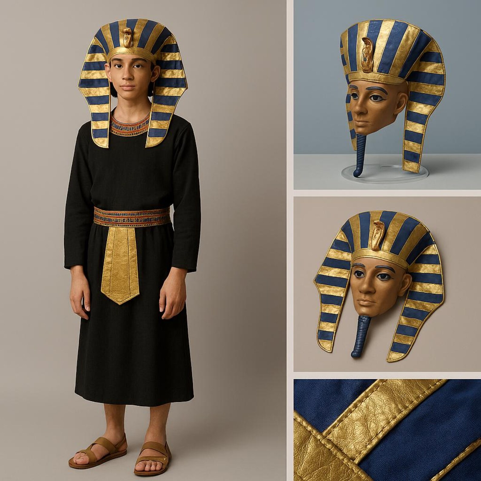 Gold Pharaoh King Tut Mask Headdress Nicky Bigs Cosplay Costume - Etsy