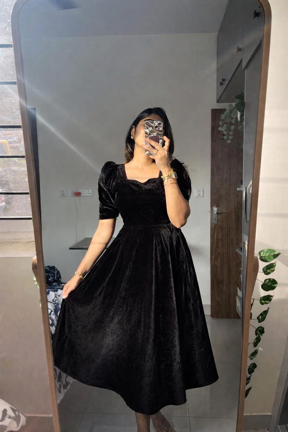 Velvet Midi Dress for Women | Elegant A-line Party Dress | Vintage Style Evening  Wear | Aurevaimpex - Etsy Israel