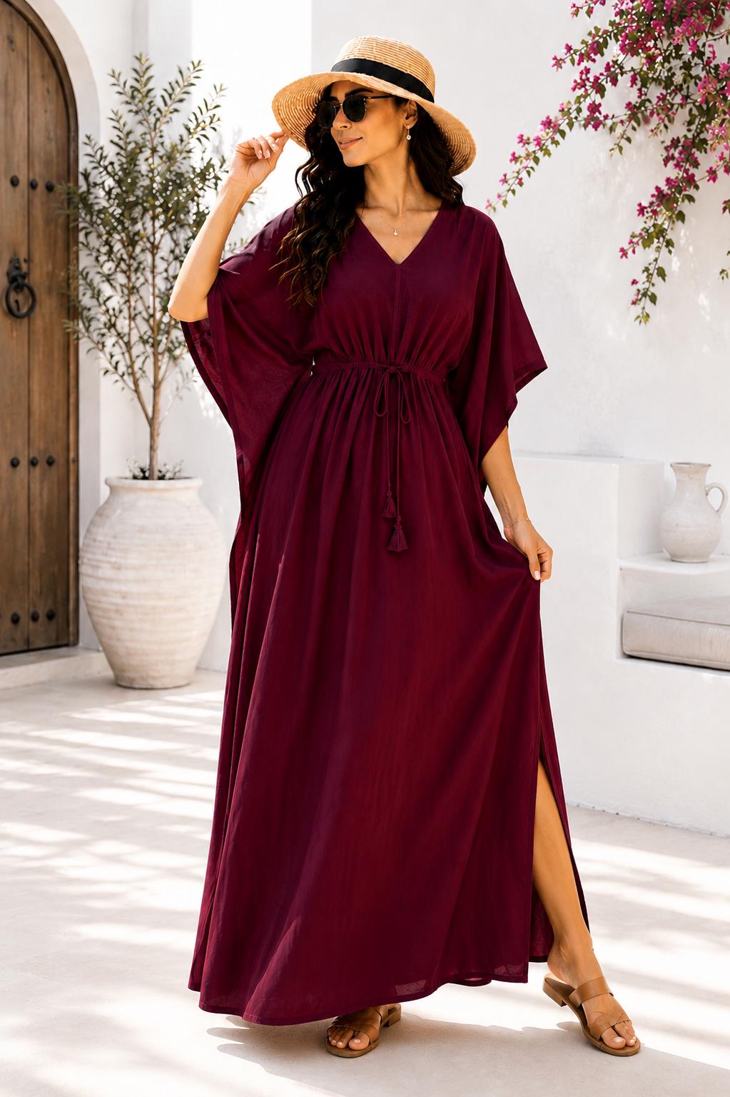 burgundy beach dress Tie dye