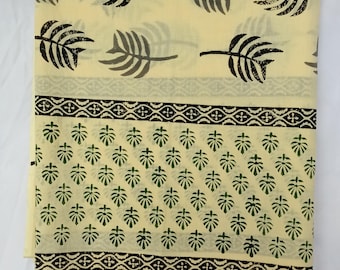 Hand Block Printed Cotton Sarong,Leaf Print Beach Cover Up,Indian Cotton Pareo,Boho Beach Wrap,Handmade Sarong for Women,Summer Resort Wear