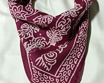 Hand block printed Cotton Bandana scarf, Boho Scarf , gift for her him, Neckerchief, hair scarf,Face cover up, Pocket Squqre,Cotton Bandana,