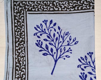 Sky Blue Hand Block Print Cotton Bandana | Boho Head Scarf | Handmade Cotton ScarfOrganic Cotton Bandana Scarf,