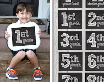 TEN SIGNS! (Preschool - 8TH grade) Chalkboard Back to School - First Day of School