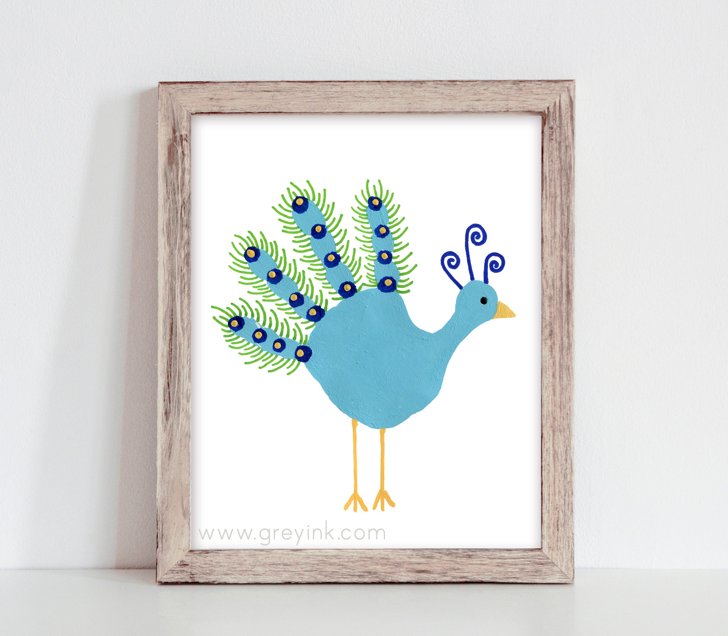 Handprint Alphabet Art - Peacock - Instant Download